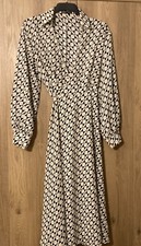 Wrap Dress Shirt Style Sz40/42 Cream, Black & Gold Print. Very Pretty