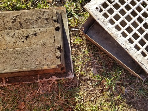 2 Early Antique Cast Iron Floor Wall Grates Apx 8x10 - Picture 7 of 7