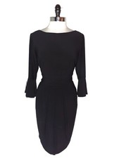 ELIZA J Plus Size 14W Sheath Dress Black 3/4 Sleeve Stretch Knit Knee Length