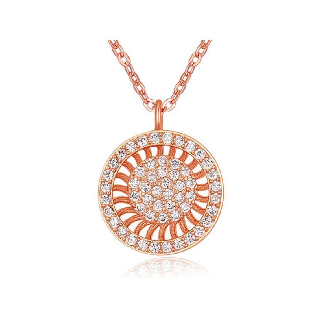 Impresionante Collar Oro Rosa Damas Cristales Swarovski Círculo Colgante Sun Ray Reino Unido