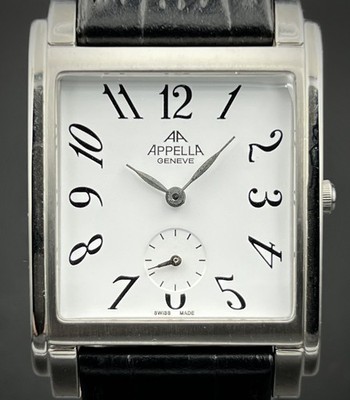   Appella Geneve 725 Tank Men s Classic Dress Watch Quartz White Dial NOS