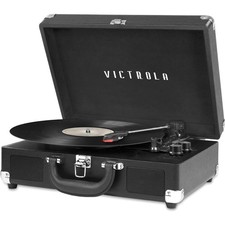 Journey Bluetooth Portable Suitcase Record Player with Built-in Speakers, 3...