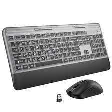 Silent Wireless Keyboard and Mouse Combo - Keyboard with Large Print Cover, 2...