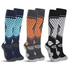 3 Pairs Wool Ski Socks, Thick Thermal Winter Socks for Men Women, Long Snowbo...