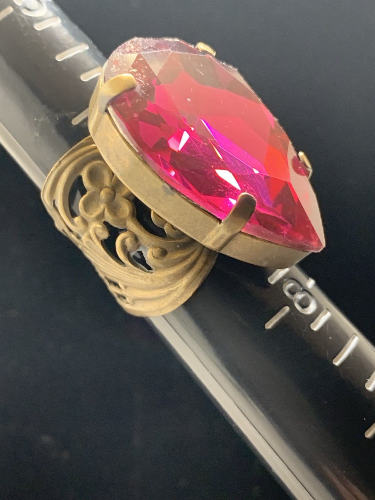 Vtg. Sorrelli Statement Chunk Ring Adjustable Stu… - image 1