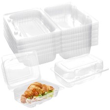 40 Pack Clear Hinged Food Containers 7.2x4.7x3 Inches