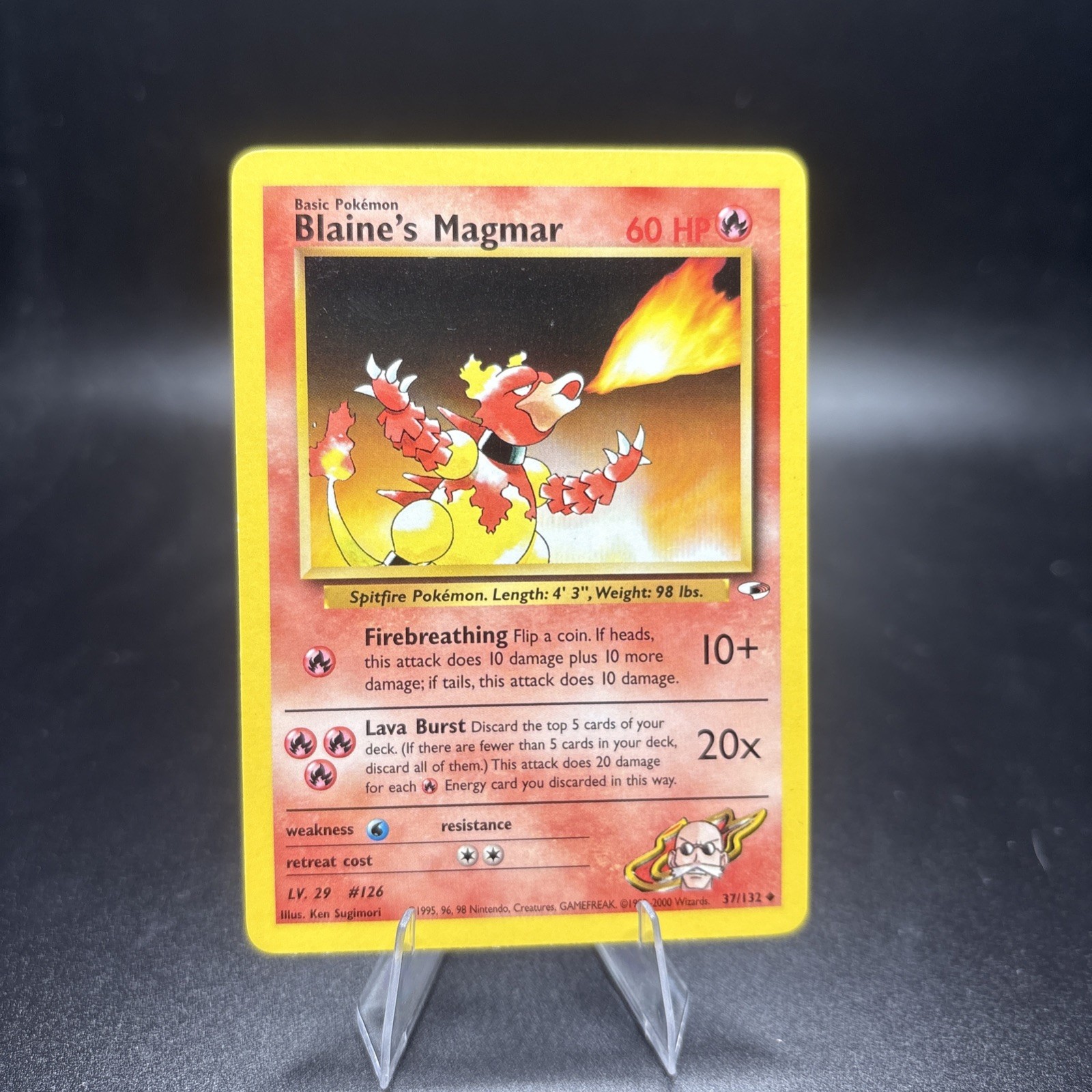 Blaine's Magmar 37/132 Uncommon - 2000 Pokemon Gym Heroes - NM -j