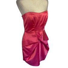 BCBGeneration Hot Pink Satin Strapless Special Occasion Mini Dress Size 6