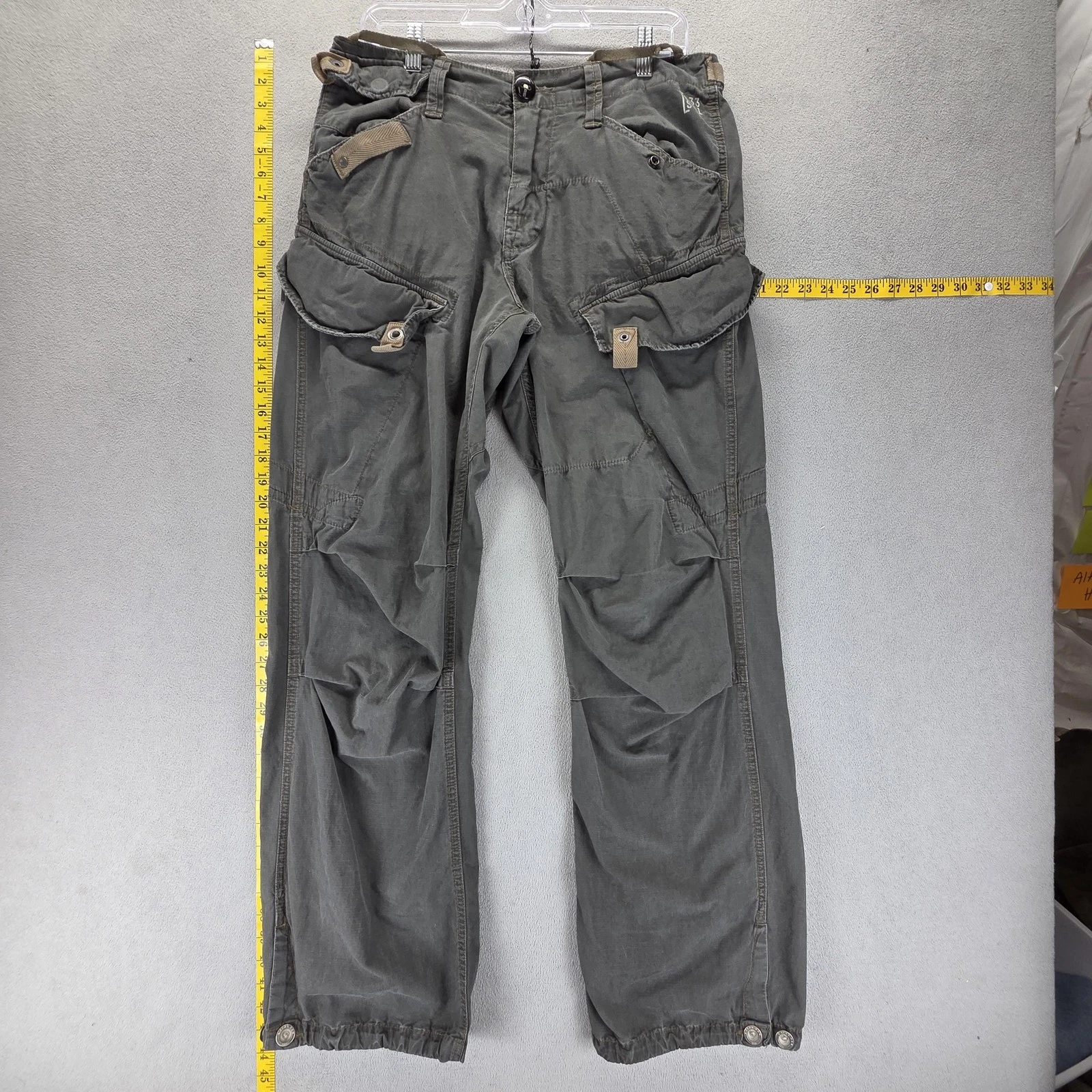 G-Star RAW Pants Mens 33x34 Gray Blan Navigator Cargo Cuffed Hem Utility