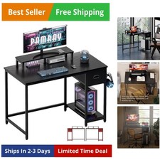 Escritorio de computadora de 39 pulgadas con soporte para monitor pequeños escritorios de oficina en casa con no tejido...