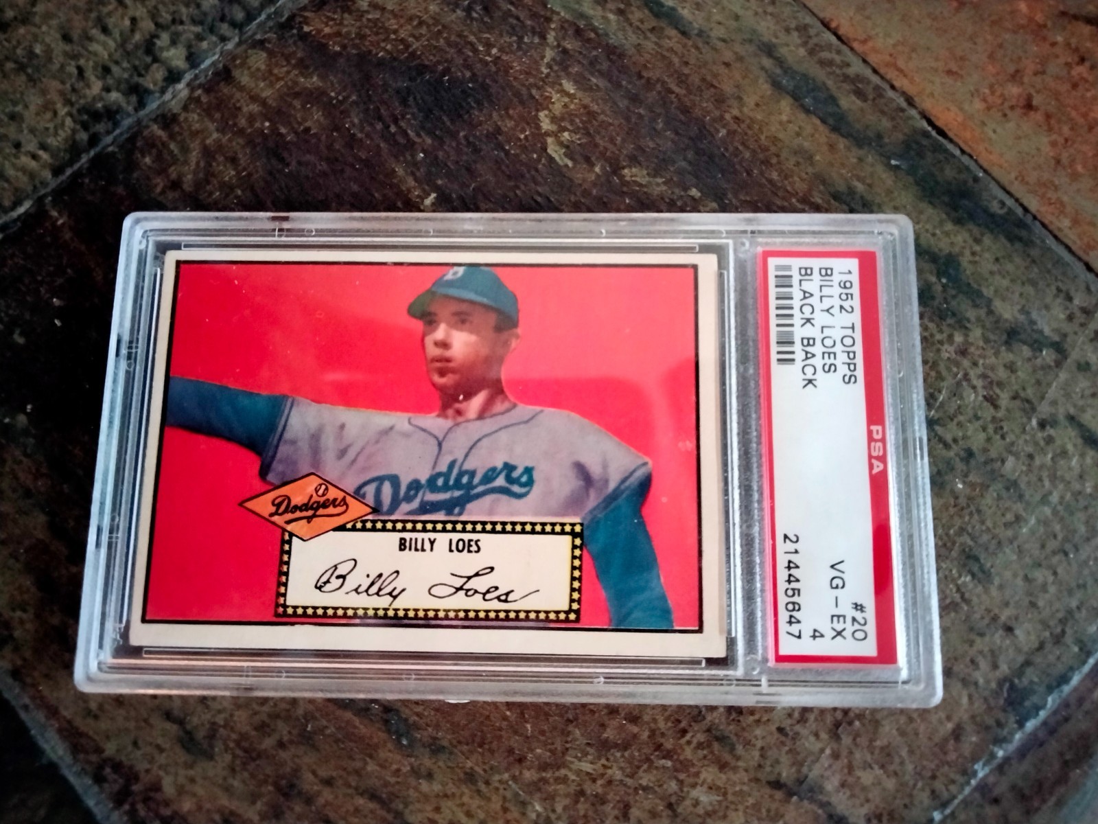 1952 Topps Billy Loes #20  Black Back (RC) PSA 4 VG-EX