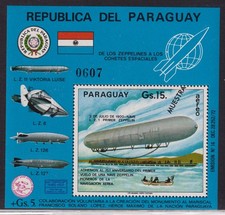 PARAGUAY 1975 Blockausgabe: Erste Fahrt eines Zeppelins nach Amerika "MUESTRA"