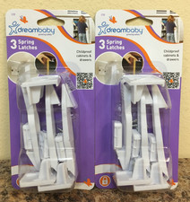 Dreambaby L110 White Plastic Spring Latches 2-Packs of 3 Pieces Each