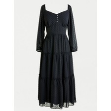J. Crew Tiered long-sleeve midi dress in swiss dot in black 12