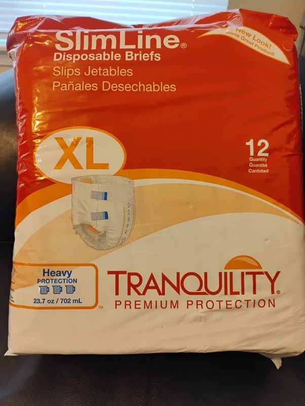Tranquility Slimline Incontinence Brief Size XL 12 Ct New plastic backed
