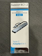 USB-C 8-in-1 Hub Adapter USB 3.0 SD TF Reader 3.5mm Audio MacBook iPad
