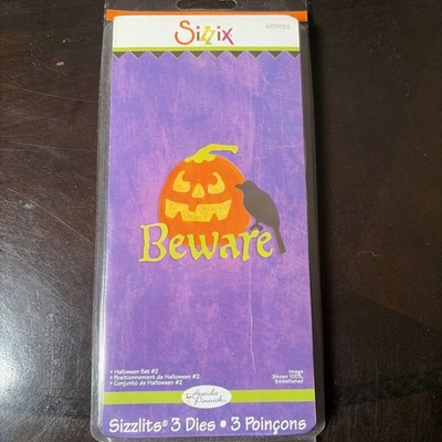 Sizzix Sizzlits Halloween SET #2 Brenda Pinnick  Beware  Pumpkin Crow 3 Dies