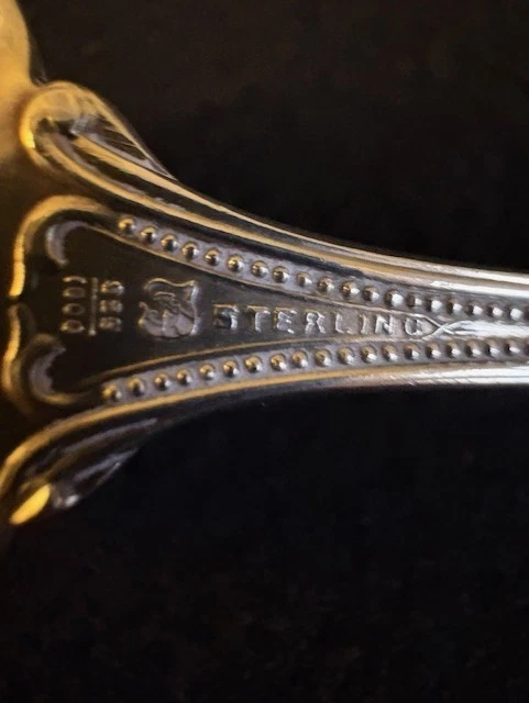 Toalla de plata esterlina Old Newbury 5" condimento dorado cucharón lavado sin monograma Foto 3 de 4