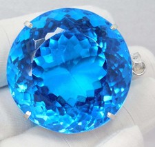 Certified 348.85 Ct Natural Blue Aquamarine Pendant Round Gemstone 925 Silver