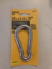 Spring Link Carabiner 3/8 In x 3-1/2 In Stainless Steel