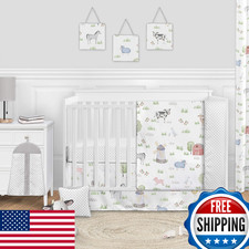 Sweet Jojo Designs Farm Animals 11-Pc Crib Bedding Set - Watercolor Farmhouse Nu
