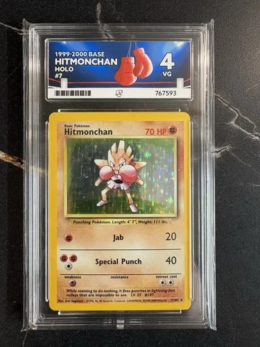 Pokemon Hitmonchan - 7/102 Holo Rare Holo - 1999-2000 Print Base - Ace Grading 4