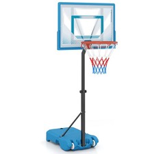 Pool Basketball Hoop w/3-Level Adjustable Height Weighted Base 2 Rolling Wheels