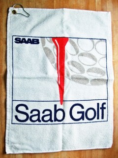 "Saab Golf" Golf Handtuch Schlägerhandtuch Golftuch unbenutzt Frottee m.Öse