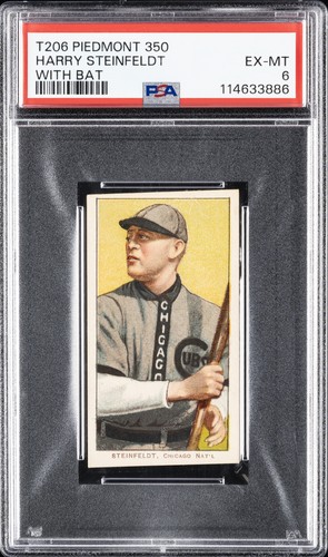1909-11 T206 PIEDMONT 350 WITH BAT HARRY STEINFELDT PSA 6