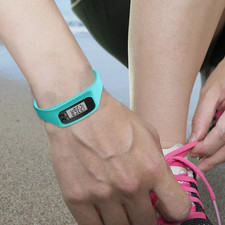 LED Pedometer Bracelet Step Counter Watch 12/24H Time Display~Outdoor Sports Kid