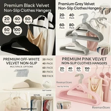 High Quality Velvet Hangers Non-Slip Felt Clothe Hangers 20/40/60/80/100 in pack