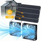 Solar Powered Fan 12V 6W Waterproof Dual Exhaust Fan For Camping Greenhouse USA