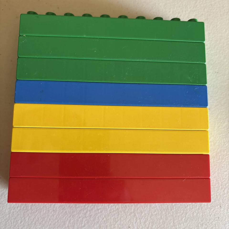 Lot Of 8 Lego Duplo 2x10 Dot Bricks Blocks -  Green,Yellow,Red,Blue - Image 3 of 4