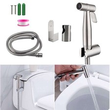 Handheld Bidet Spray Shower Head Toilet Shattaf Adapter Hose Set Stainless Steel