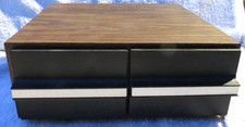 Audio Cassette Tape 24 Storage Case Vintage Organizer Holder Faux Wood 2 Drawer