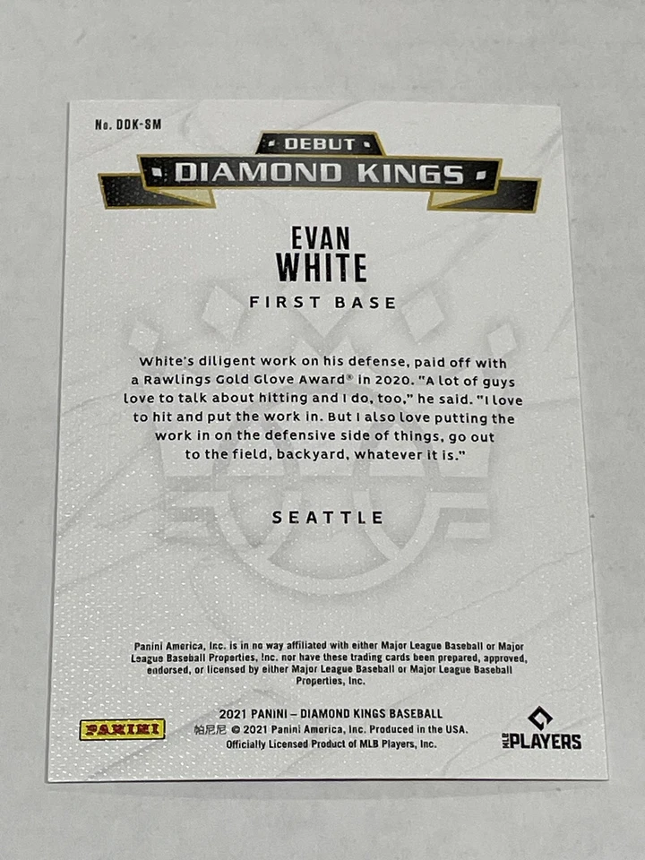 2021 Diamond Kings Baseball Debut Diamond Kings - Evan White - Seattle Mariners - Image 2 of 2