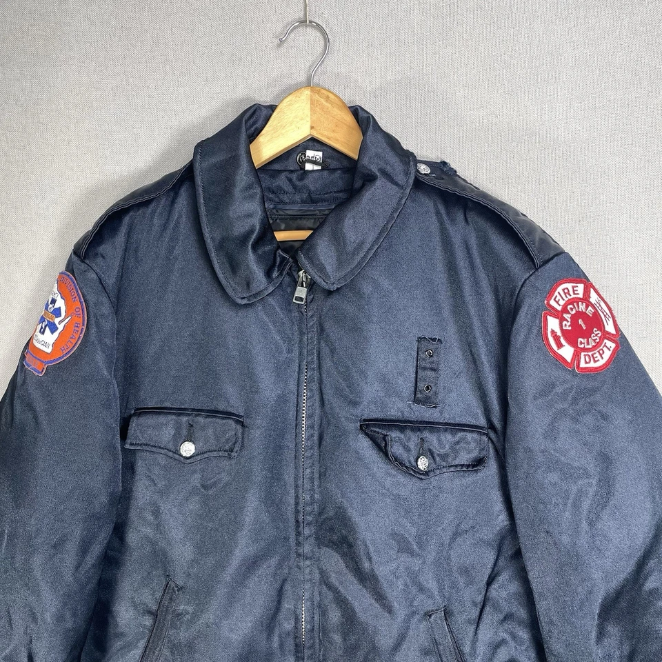 VINTAGE Racine Fire Department Jacket Mens Size 44 Short Blauer 80s Fireman Wis - Image 2 of 4