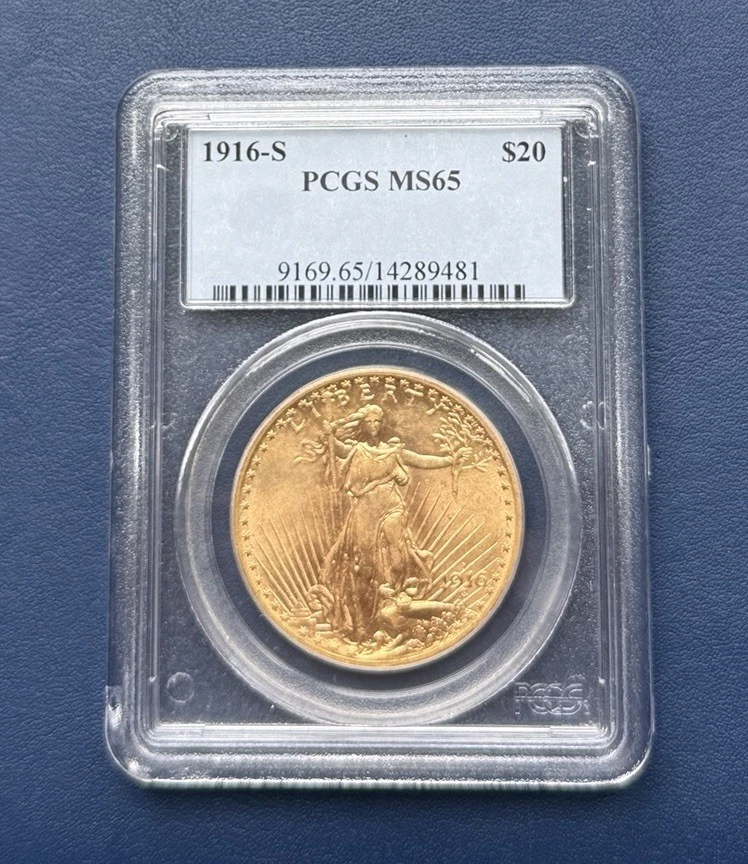 1916-S $20 Saint Gaudens PCGS MS65