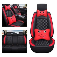 Car Seat Covers For Toyota 5-seats Headrestpillows Cushion Black Red