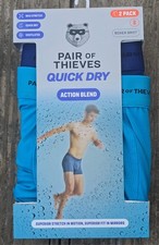 Pair of Thieves Boxer Briefs SMALL Men  s Blue Quick Dry Action Blend 2 Pack