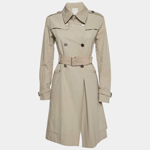Celine Beige Gabardine Double Breasted Trench Coat M