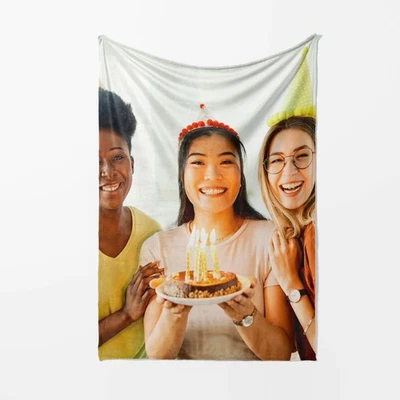 GIFTIMIZED Birthday Blanket Personalised Photo Collage Gift Custom Picture Throw Keepsake