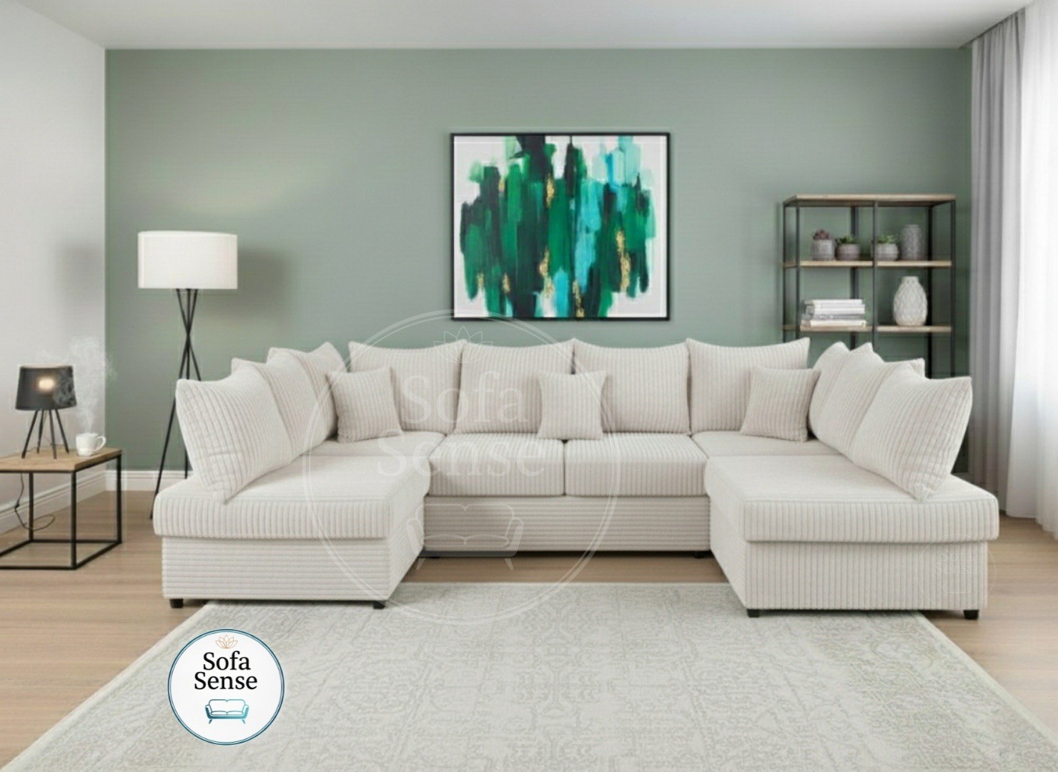 New U Shape High Quality Fabric Sofa Ivory