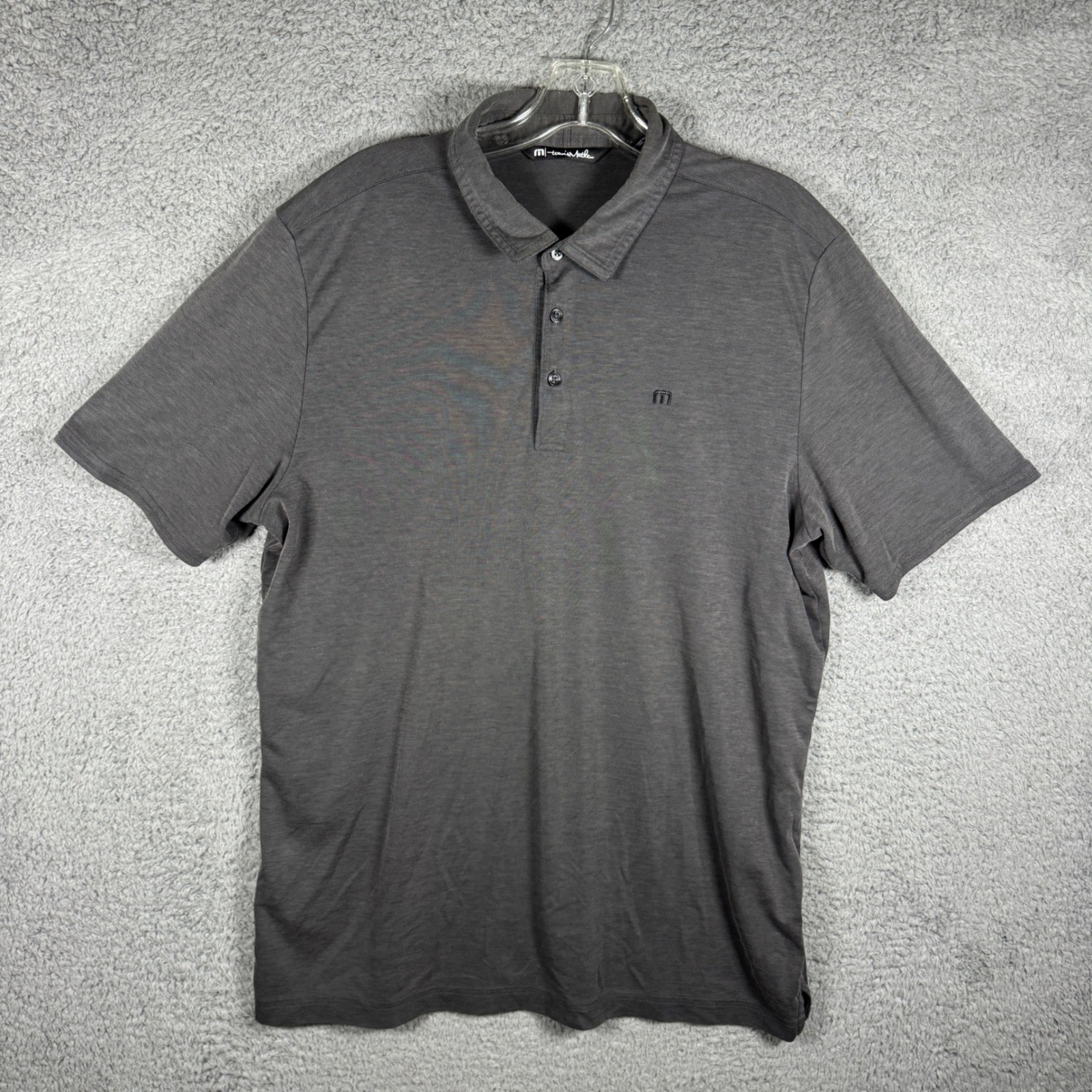 Travis Mathew Mens XL Charcoal Gray Heather Short Sleeve Golf Polo Shirt