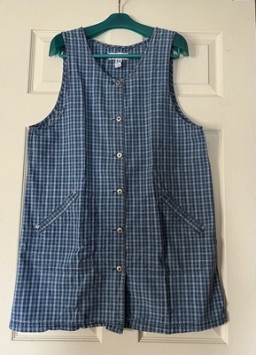 VTG Marsh Landing Blues Denim Jumper Overall Dress SZ: L Pre-owned 