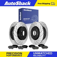 Front Rear Drilled Slotted Brake Rotors Ceramic Pads for Nissan Frontier