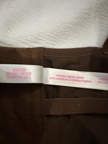 Victoria's Secret PINK Women's Satin Lightly Lined Wireless Brown Bra Size L - Picture 8 of 8
