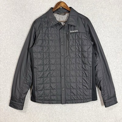 Simms Fall Run Hybrid Shacket Mens Medium Black Primaloft Insulated Fly Fishing