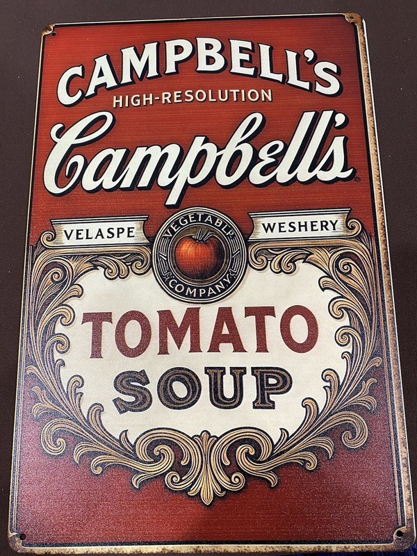Campbell’s High Resolution Tomato Soup 8x12 Metal Wall Sign Vintage Style