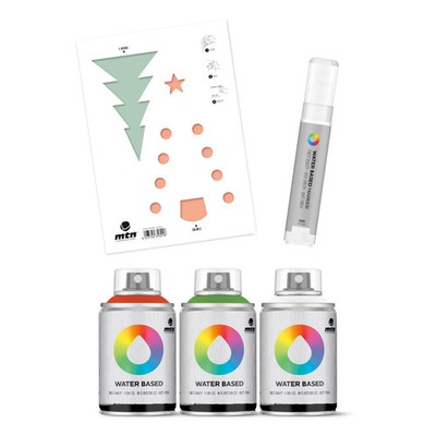 MTN Sprühfarbe auf Wasserbasis 100 ml Schablone und Marker Pack - Weihnachten 2